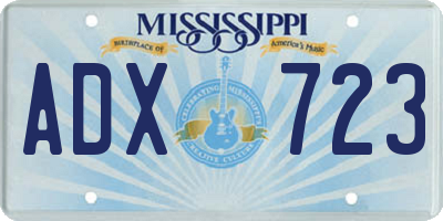 MS license plate ADX723