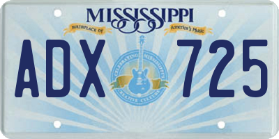 MS license plate ADX725