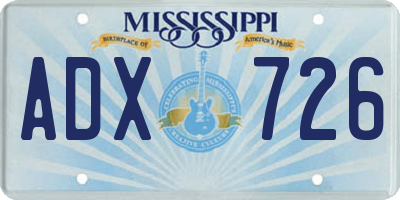 MS license plate ADX726