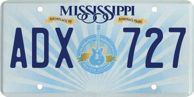 MS license plate ADX727