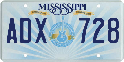 MS license plate ADX728