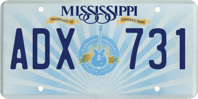MS license plate ADX731