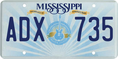 MS license plate ADX735