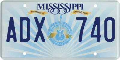 MS license plate ADX740