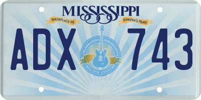 MS license plate ADX743