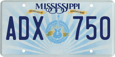 MS license plate ADX750