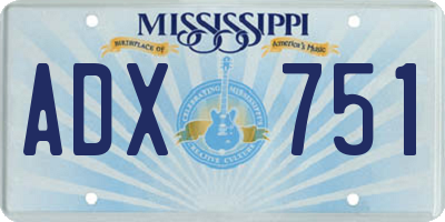 MS license plate ADX751