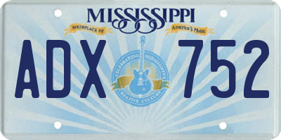 MS license plate ADX752