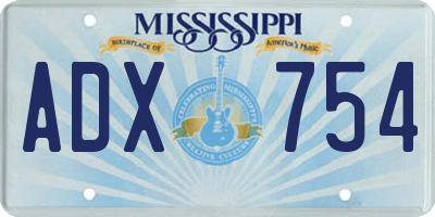 MS license plate ADX754