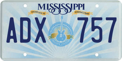 MS license plate ADX757