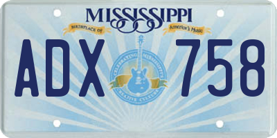 MS license plate ADX758