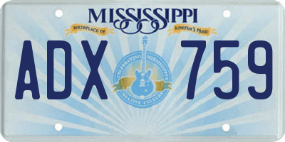 MS license plate ADX759