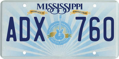 MS license plate ADX760