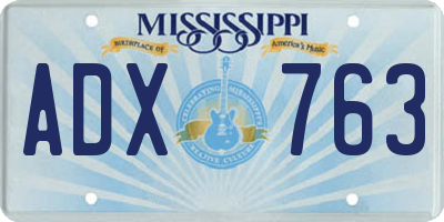MS license plate ADX763