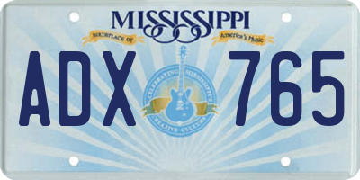 MS license plate ADX765