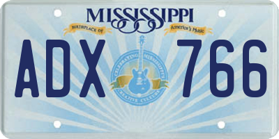 MS license plate ADX766