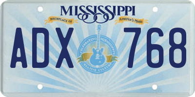 MS license plate ADX768