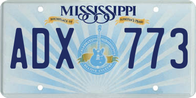 MS license plate ADX773