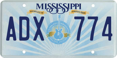 MS license plate ADX774