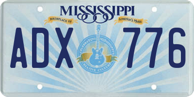 MS license plate ADX776