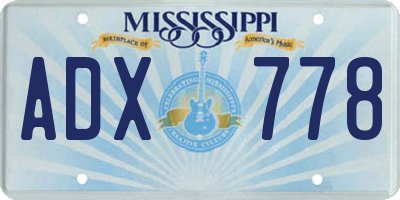 MS license plate ADX778