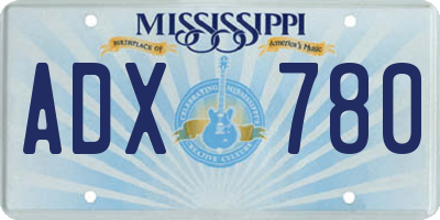 MS license plate ADX780
