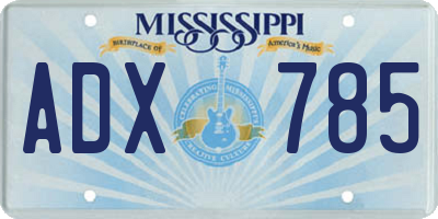 MS license plate ADX785