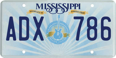 MS license plate ADX786