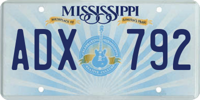 MS license plate ADX792