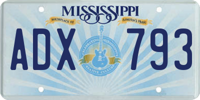 MS license plate ADX793