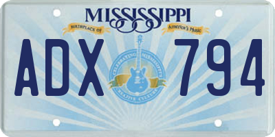 MS license plate ADX794