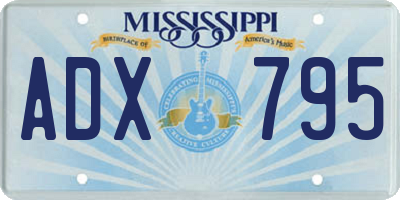MS license plate ADX795
