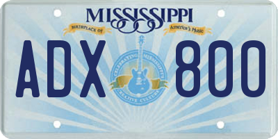 MS license plate ADX800