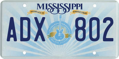 MS license plate ADX802