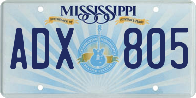 MS license plate ADX805