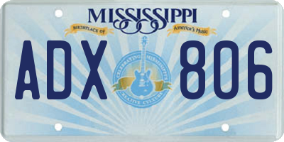 MS license plate ADX806