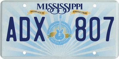 MS license plate ADX807