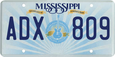 MS license plate ADX809