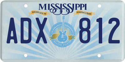 MS license plate ADX812