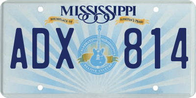 MS license plate ADX814