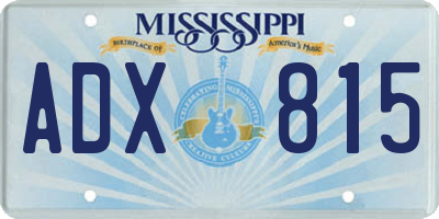 MS license plate ADX815