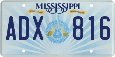 MS license plate ADX816