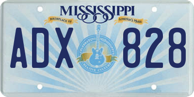 MS license plate ADX828