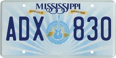 MS license plate ADX830