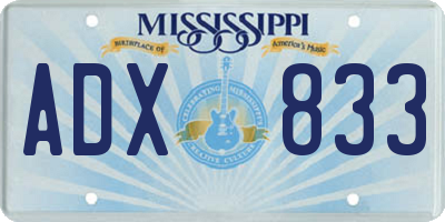 MS license plate ADX833