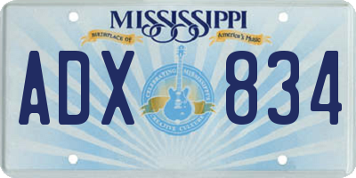 MS license plate ADX834