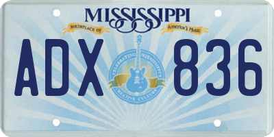 MS license plate ADX836