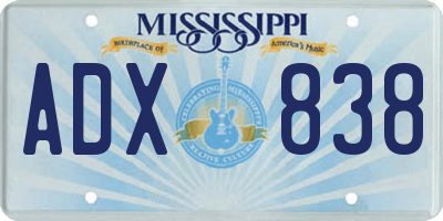 MS license plate ADX838
