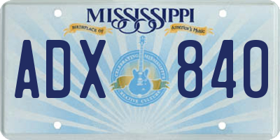 MS license plate ADX840