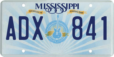 MS license plate ADX841
